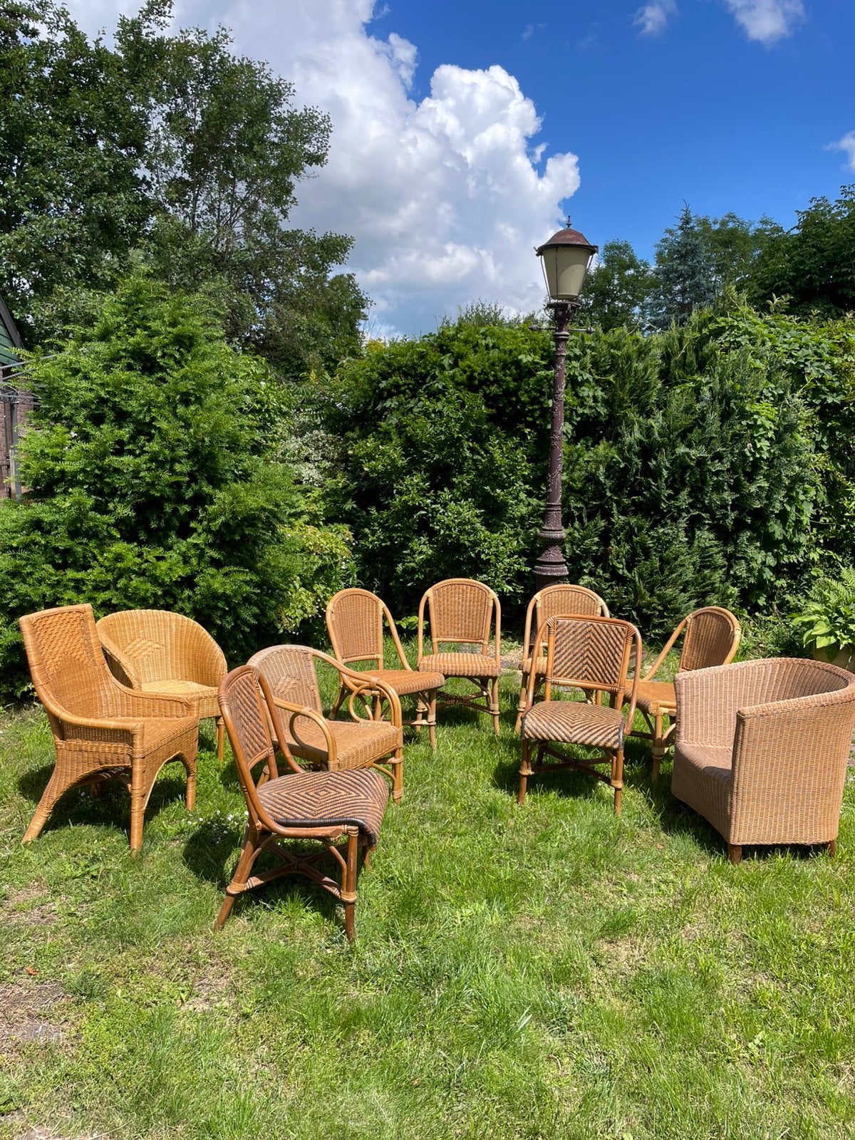 Stoelen riet divers 3,00 euro per stoel, Huis en Inrichting, Stoelen, Ophalen, Riet, Gebruikt, Bruin