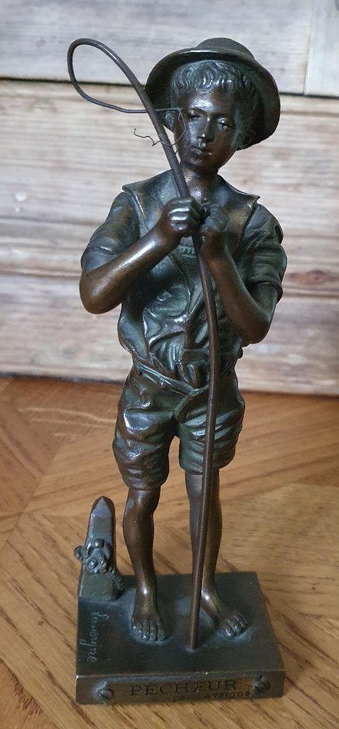 Bronzen beeld 'PÊCHEUR' door Adolphe Jean Lavergne, Antiek en Kunst, Minder dan 20 cm, Art deco, Ophalen of Verzenden, Brons
