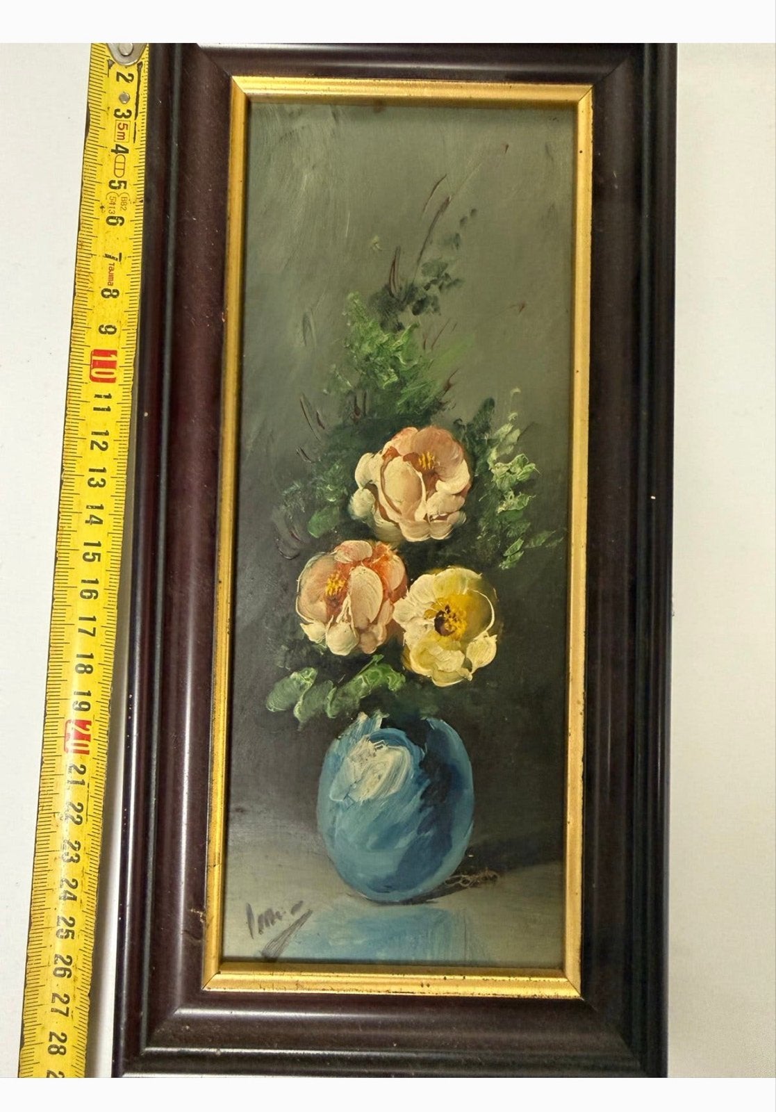 Charmant gesigneerd bloemenstilleven in klassieke lijst, Doek, Stilleven, Ophalen of Verzenden, Gesigneerd