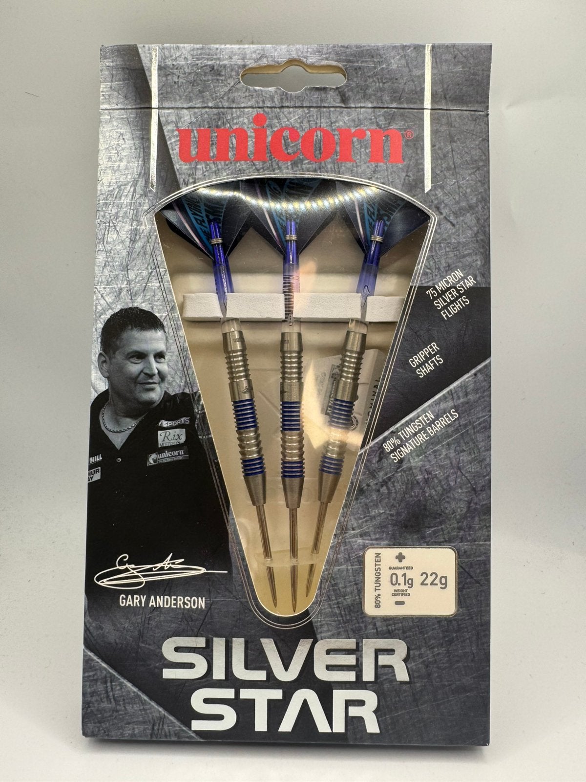 Unicorn Gary Anderson Silverstar P2 22 Gram Dartpijlen, Ophalen of Verzenden, Zo goed als nieuw, Nvt, Pijlen