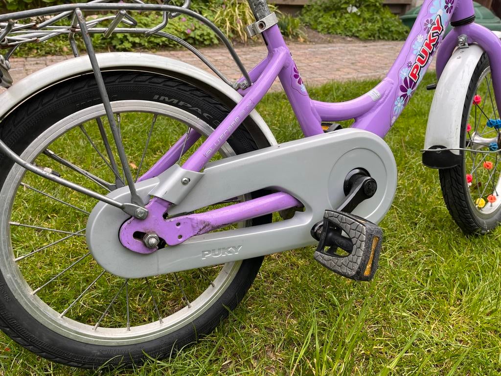 Puky 16 inch meisjesfiets - Paars, Fietsen en Brommers, Fietsen | Kinderfietsjes, Ophalen of Verzenden, Gebruikt, Terugtraprem