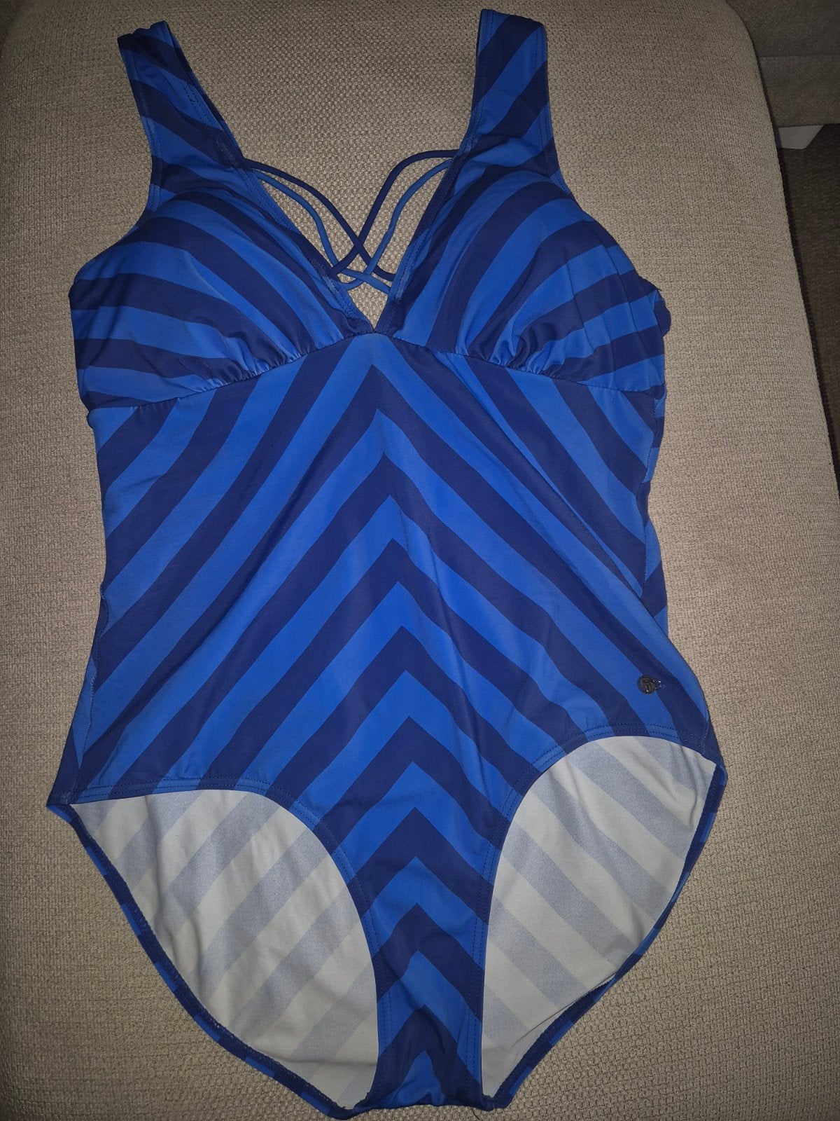 Ulla Popken Badpak Blauw Gestreept Maat 48/50, Blauw, Ophalen of Verzenden, Zo goed als nieuw, Ulla Popken