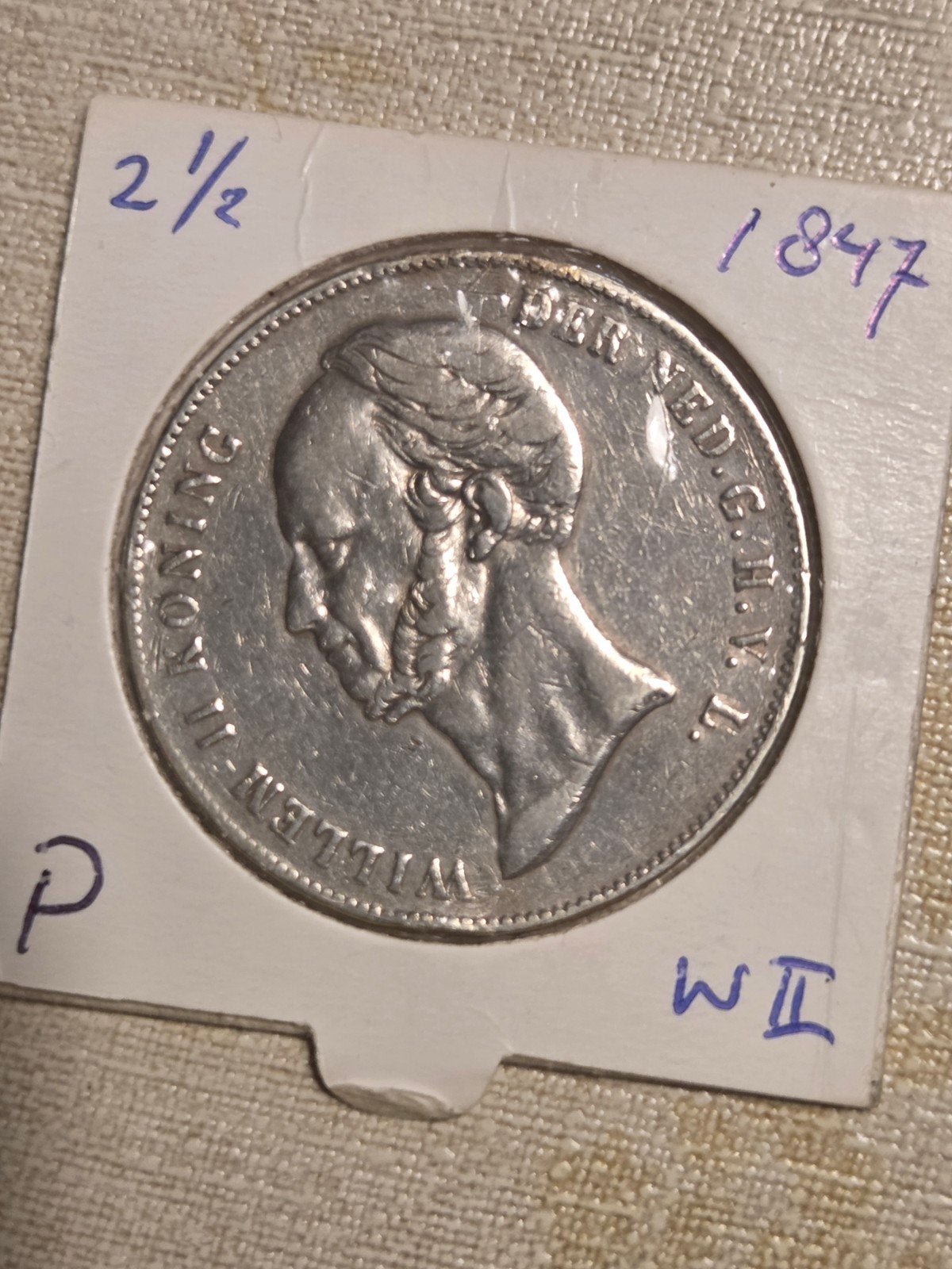 Zilveren 2½ Gulden Willem II 1847, Postzegels en Munten, Munten | Nederland, Zilver, Ophalen of Verzenden, Losse munt, 2½ gulden