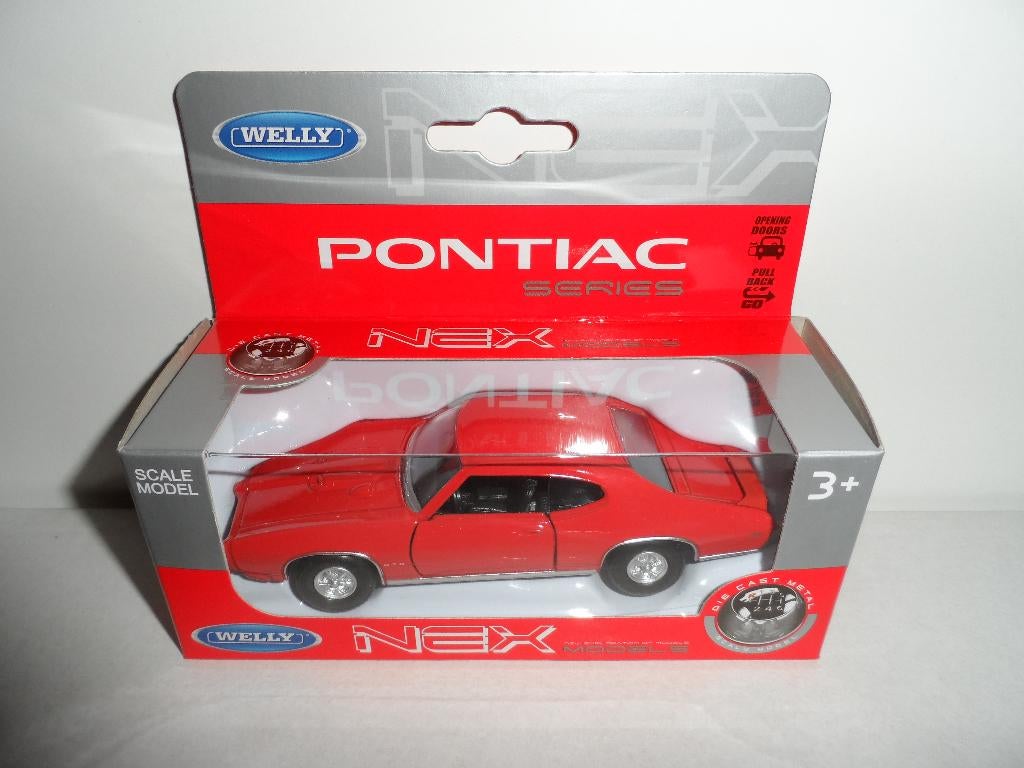 Welly - 1969 Pontiac GTO (rood) 1:36, Ophalen of Verzenden, Nieuw, Auto