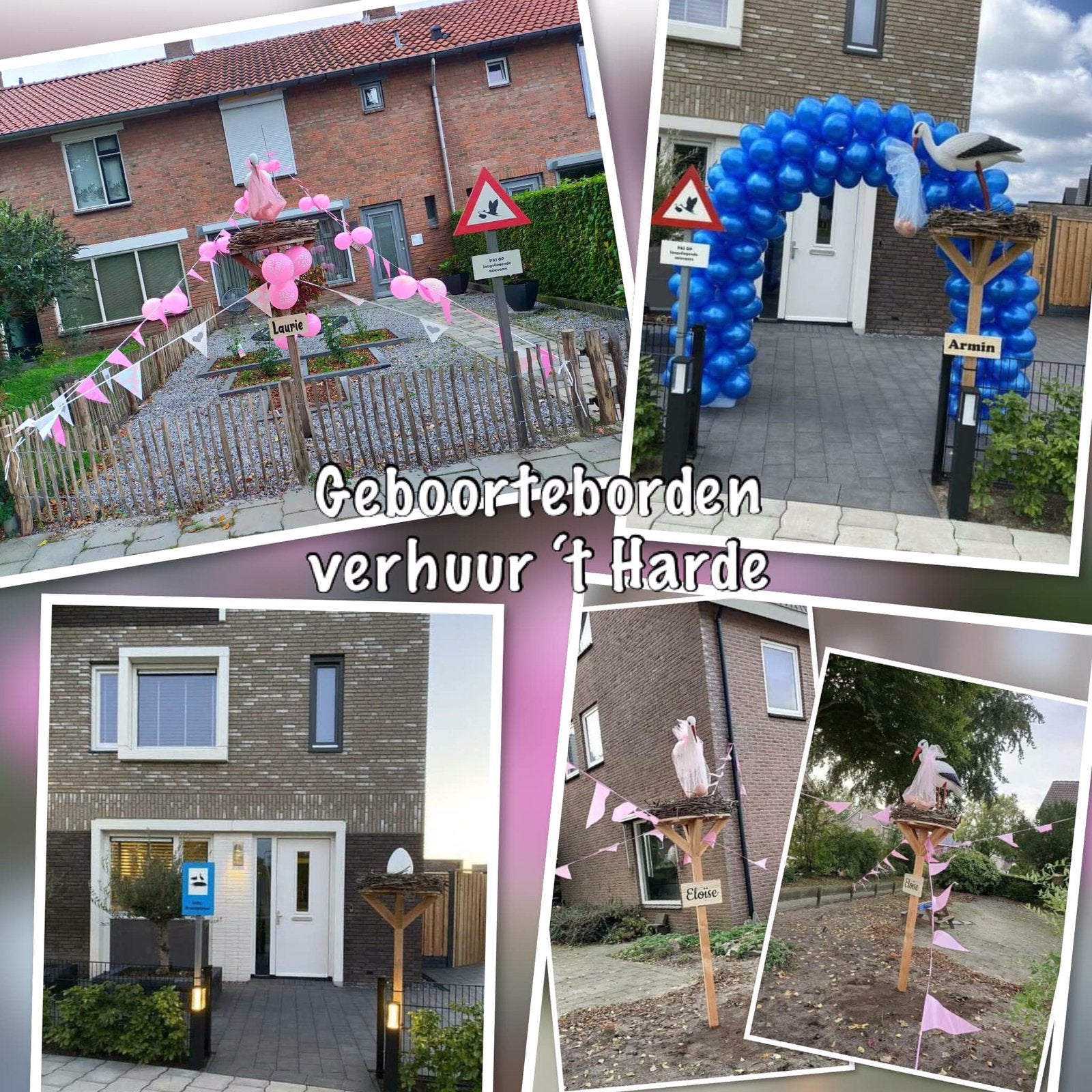 Ooievaars nest als geboorte versiering in de tuin., Ophalen