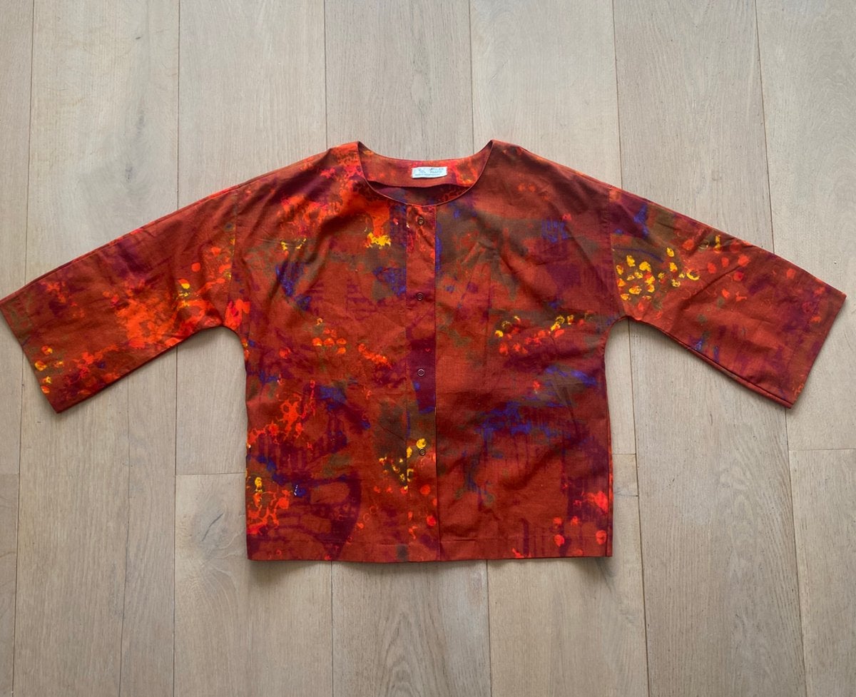 Atelier paapje L nieuw handbedrukt, Kleding | Dames, Ophalen of Verzenden, Zo goed als nieuw, Maat 42/44 (L), Rood