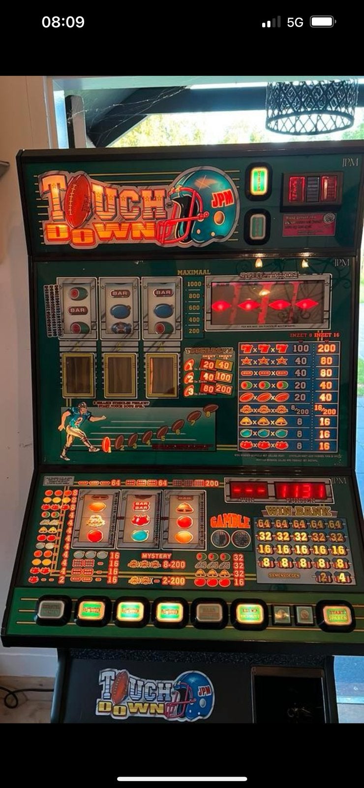 Gokkast touch down 1000 punter euros, Euro, Ophalen, Zo goed als nieuw