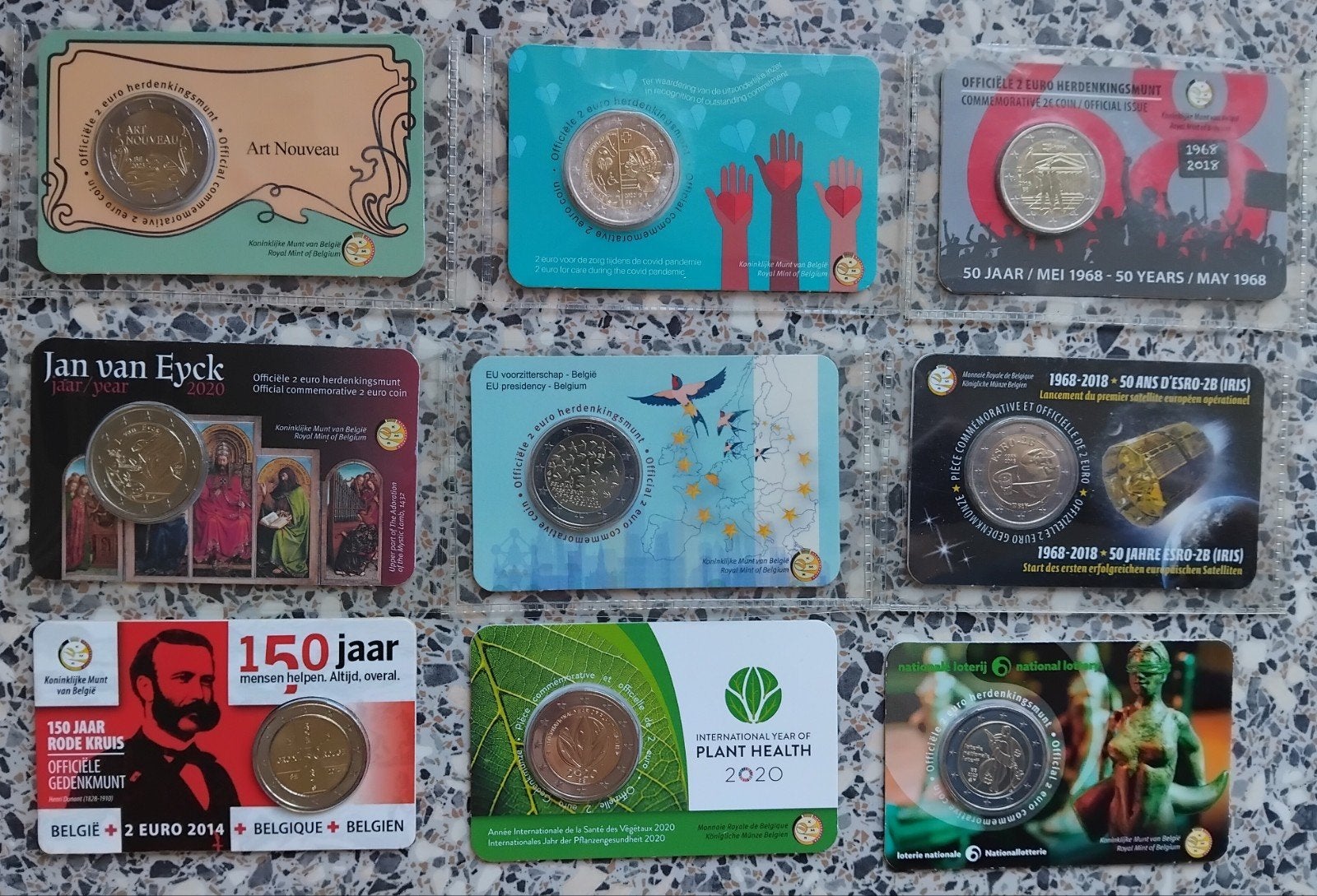 18x België 2 Euro Coincard, Ophalen, Oost-Azië