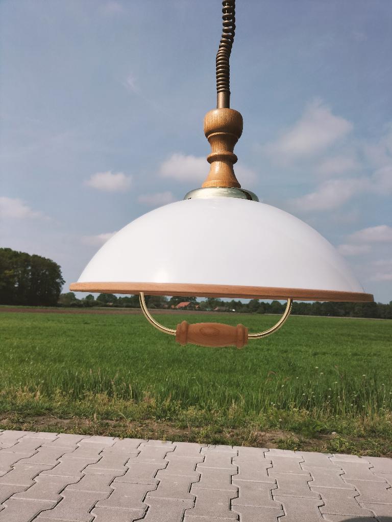 Vintage/ Retro Steinhauer trekpendel hang lamp #3, Ophalen of Verzenden, Gebruikt, Hout