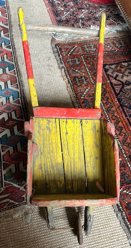 Antiek Houten Kruiwagen met een blikken Wiel, Ophalen of Verzenden