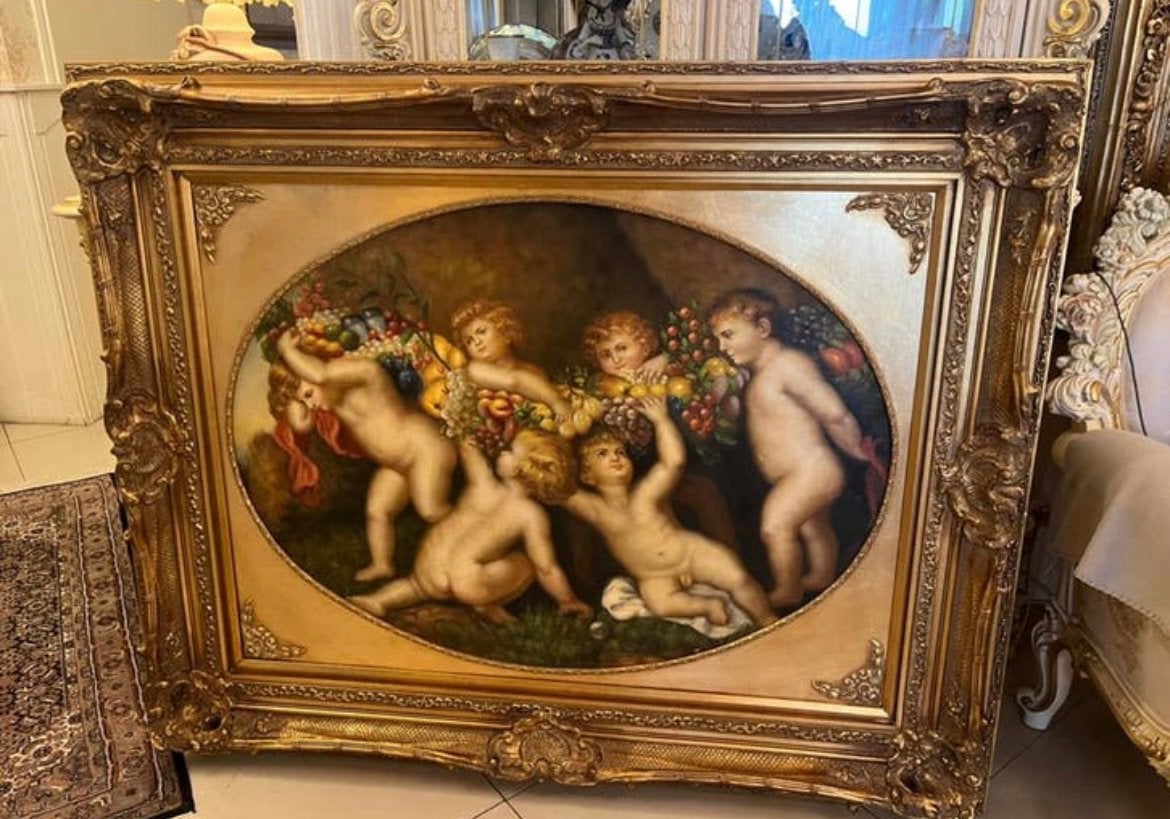 Groot olieverf klassiek schilderij, Antiek en Kunst, Kunst | Schilderijen | Klassiek, Ophalen of Verzenden