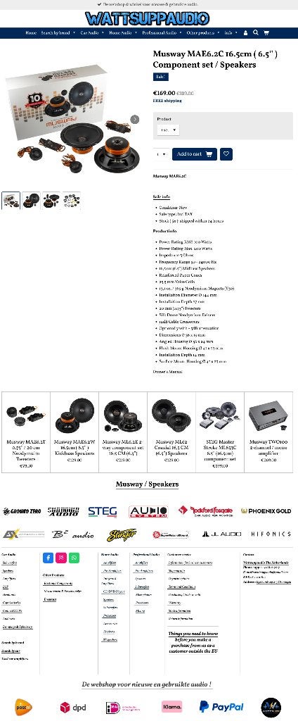 Musway MAE6.2C 16.5cm ( 6.5'' ) Composet / Speakers 165mm, Auto diversen, Autospeakers, Audio-design, Nieuw, Am Breilingsweg 3, 76709 Kronau, Duitsland