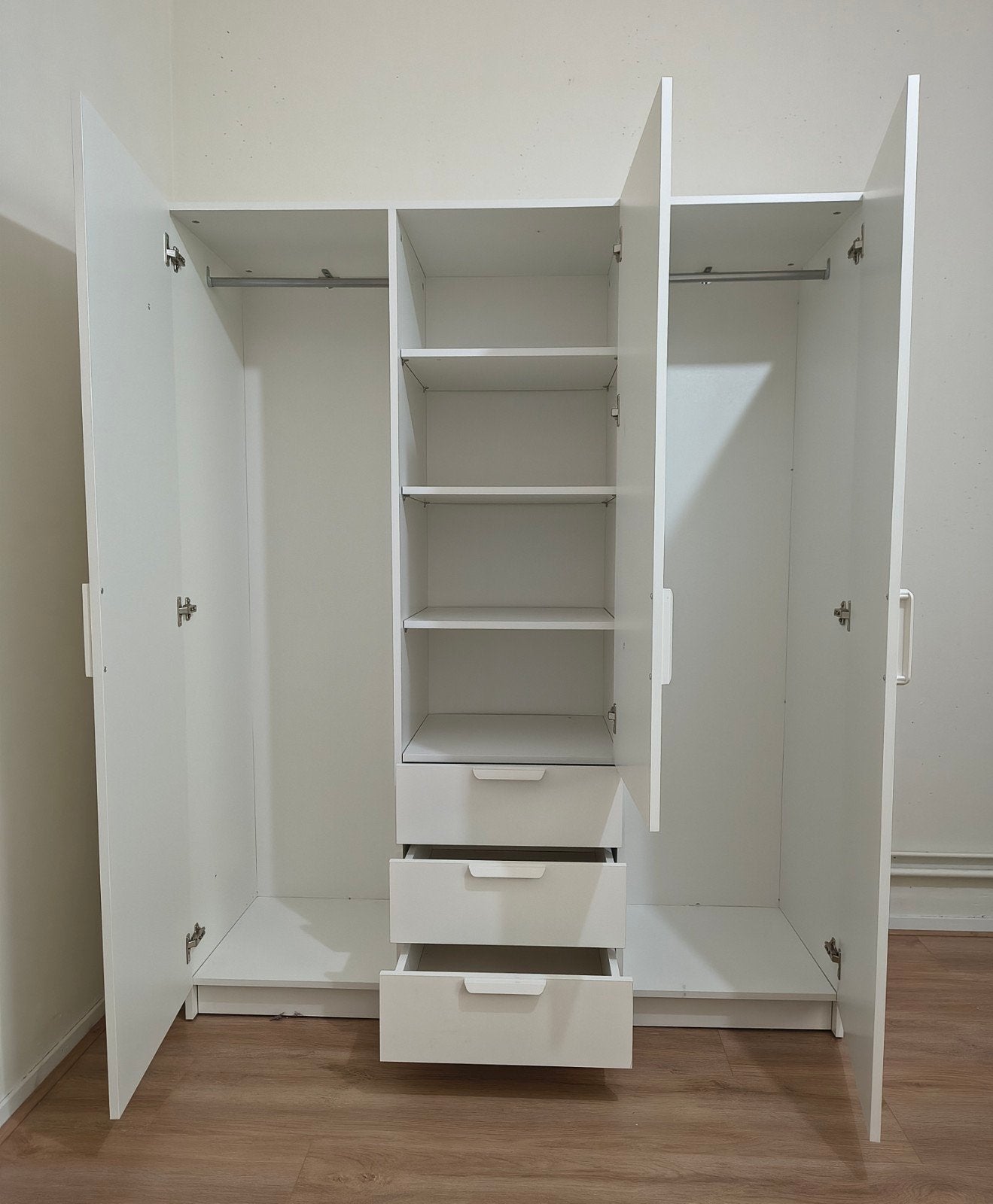 Kledingkast Jenslev Wit 144x176 cm, Ophalen, 100 tot 150 cm, Zo goed als nieuw, 150 tot 200 cm