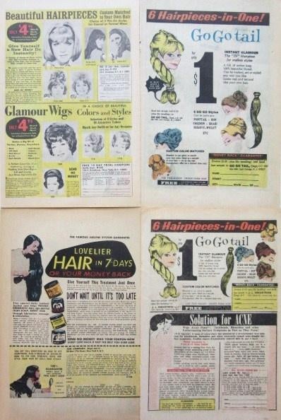 39 VS advertentie reclames haarproducten 50-60s kapper pruik, Ophalen of Verzenden, Gebruikt, Overige typen