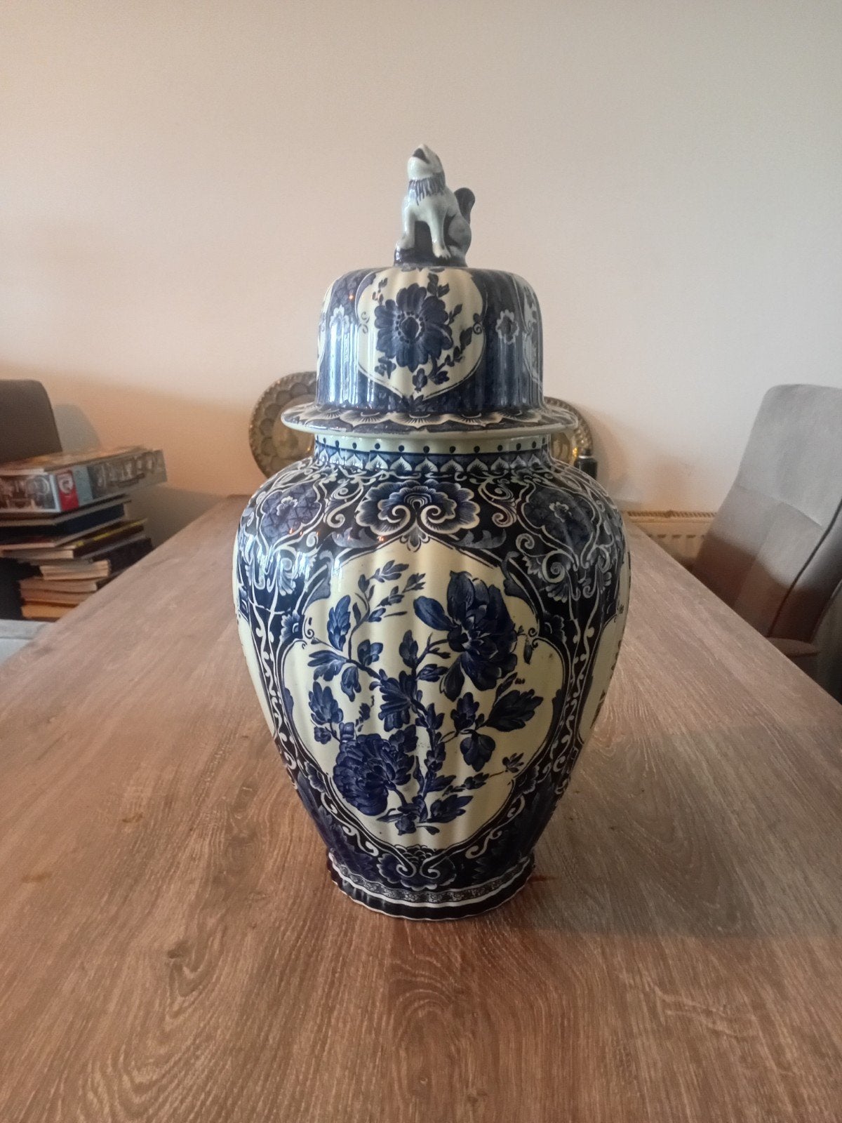 Prachtige Delfts Blauwe Gemberpot met Deksel, Ophalen of Verzenden