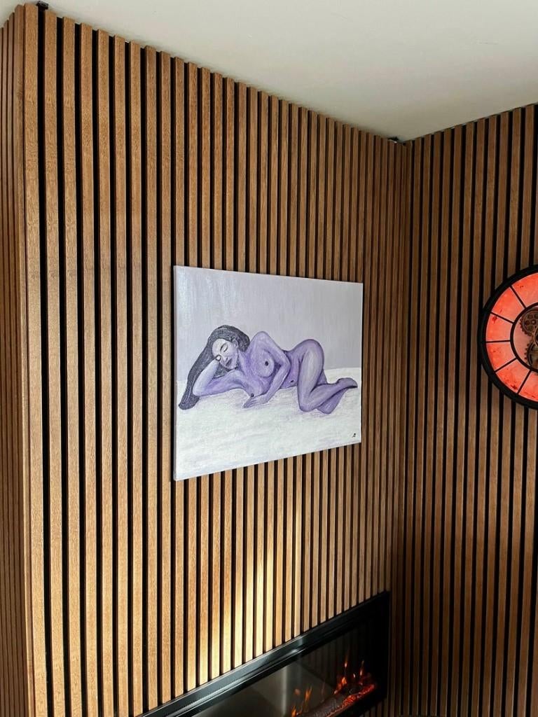 Glasvezel schilderij met vernis afwerking - Lilac Muse, Ophalen of Verzenden