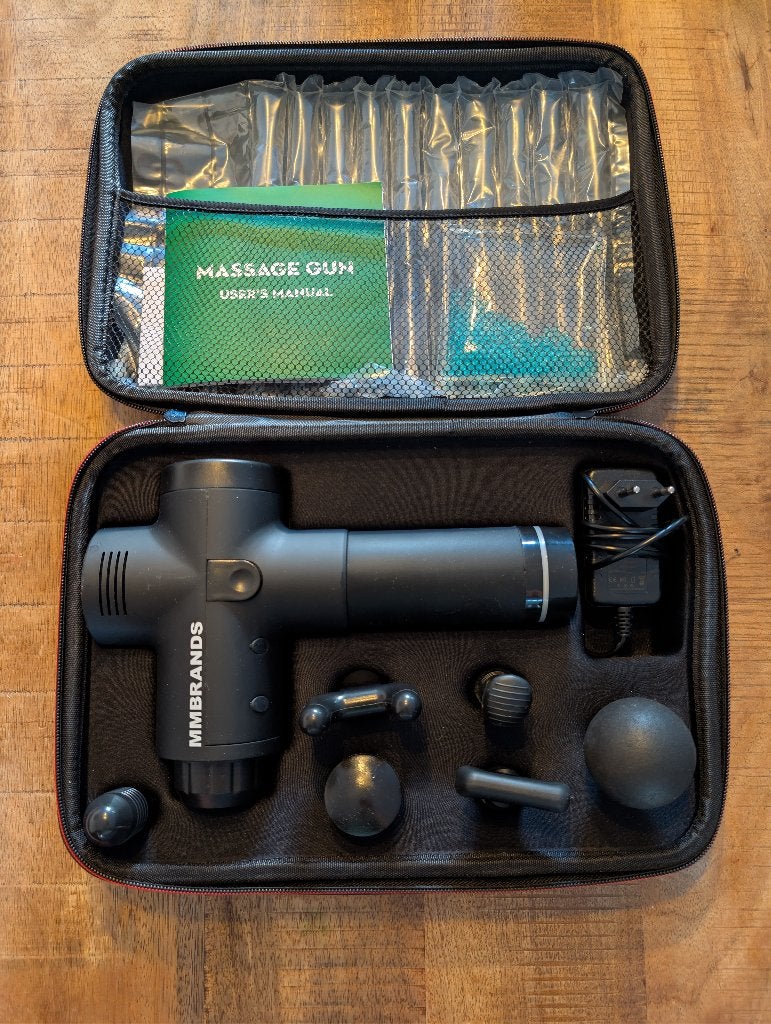 MM Brands Massage Gun | 6 Opzetstukken + Koffer, Ophalen of Verzenden, Zo goed als nieuw, Apparaat