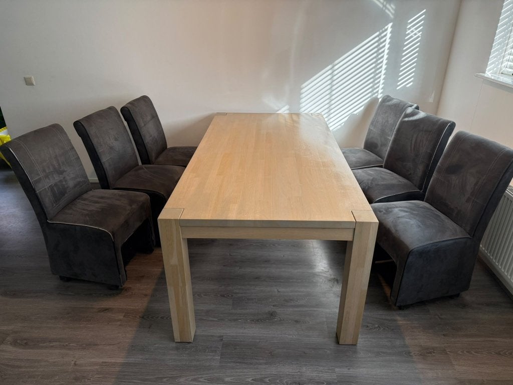 Massief Eiken Eetkamertafel (Licht Eiken), Ophalen, Gebruikt, 100 tot 150 cm, Eikenhout