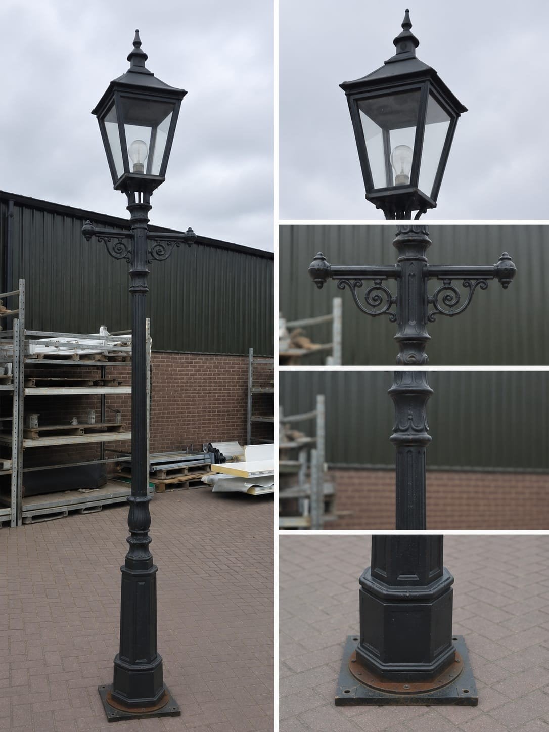 Gietijzeren nostalgische parijse lantaarn 3.15 meter, Tuin en Terras, Buitenverlichting, Gebruikt, Staande lamp, IJzer, 50 tot 250 watt