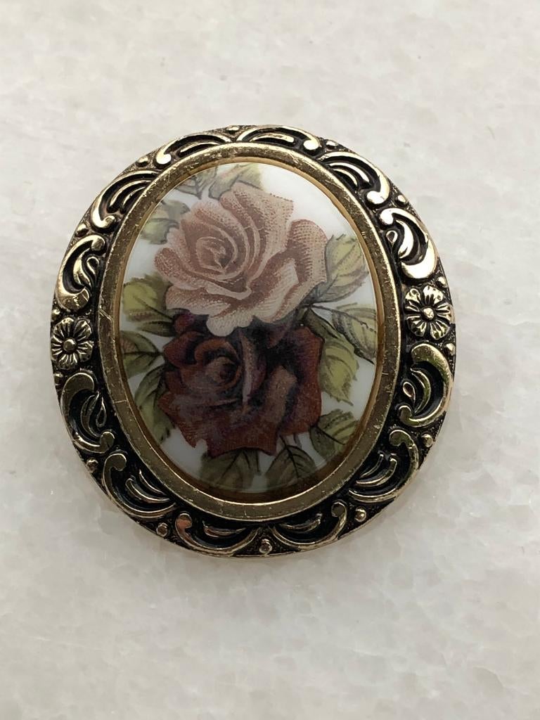 Vintage Sjaal Clips Keltisch Bloem Roos Nepparel 1970s, Overige materialen, Gebruikt, Overige kleuren, Minder dan 4 cm