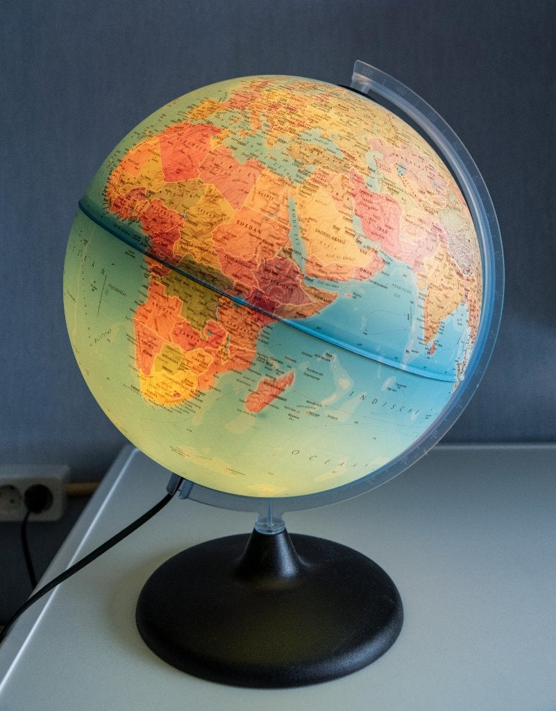 Wereldbol met verlichting, Ophalen, Kunststof, 30 cm, Overige typen