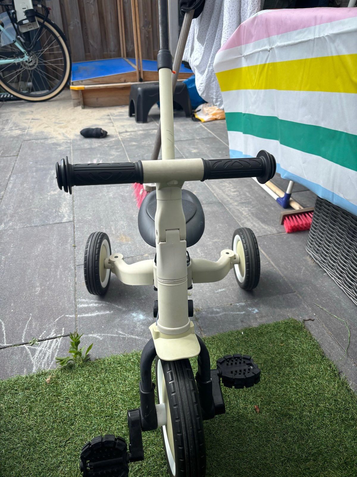 Topmark driewieler met duwstang, Ophalen, Gebruikt, Duwstang