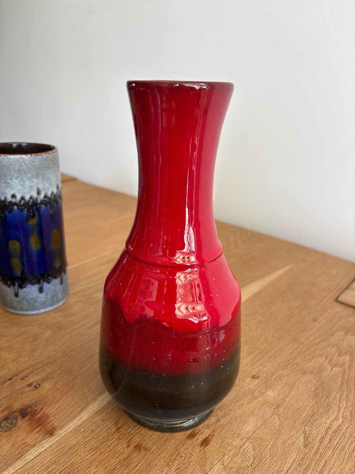 Jasba Fat Lava vaas - 1231-25 - Rood/Zwart, Antiek en Kunst, Ophalen