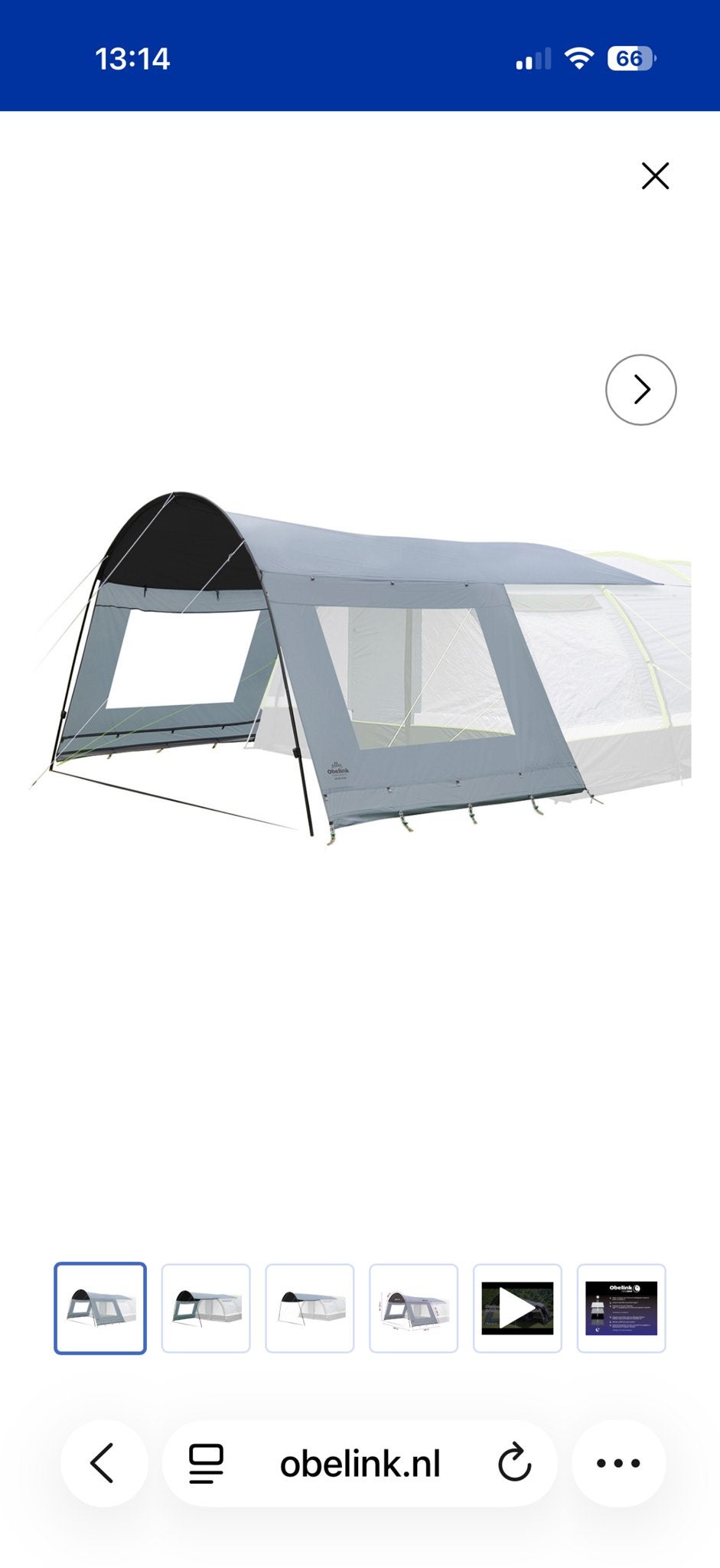 Obelink Soleil Plus Window CoolDark tentluifel, Ophalen, Gebruikt