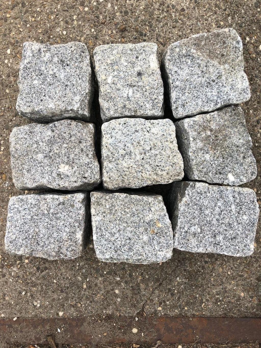 30m2 Portugees graniet grijs kinderkop kasseien 9-11cm, Ophalen, Gebruikt, Klinkers, Natuursteen