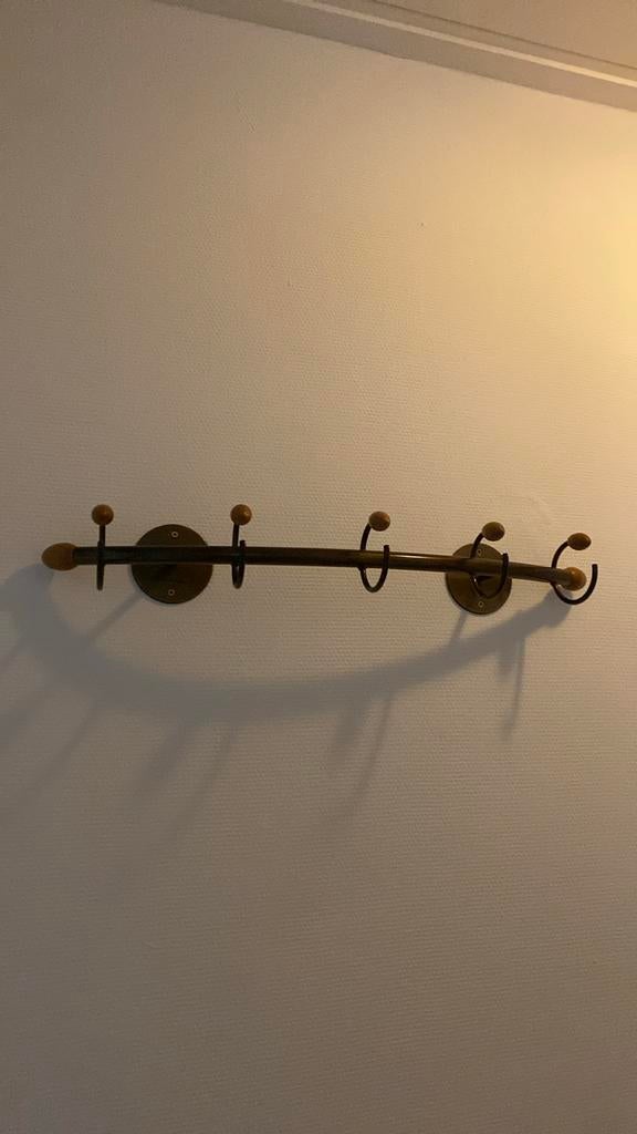 Bony Design Kapstok Bronskleurig Metaal met Houten Knoppen, Huis en Inrichting, Woonaccessoires | Kapstokken, Ophalen of Verzenden