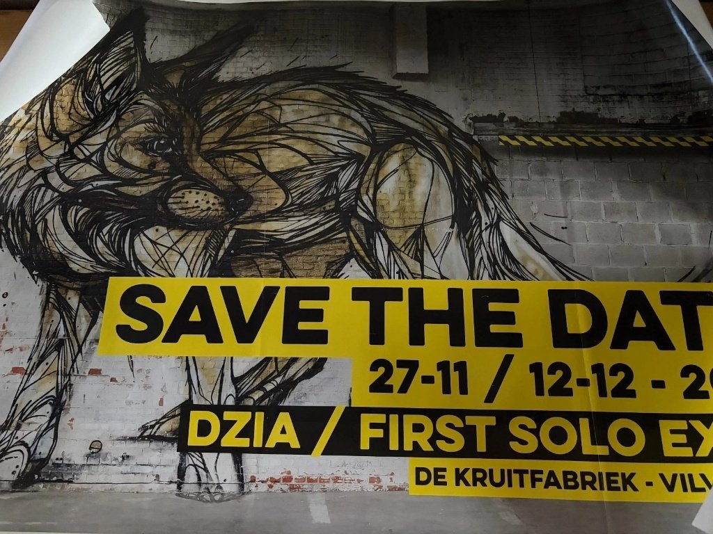 DZIA First Solo Expo Poster 2015 De Kruitfabriek, Belgium, Deurposter of groter, Rechthoekig Liggend, Ophalen of Verzenden, Zo goed als nieuw