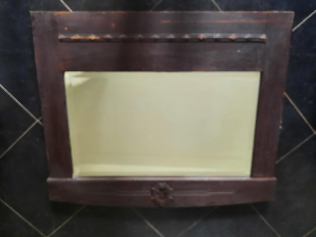 Vintage - Spiegel facet geslepen met zware houten lijst, Ophalen, Rechthoekig, 50 tot 100 cm, Minder dan 100 cm