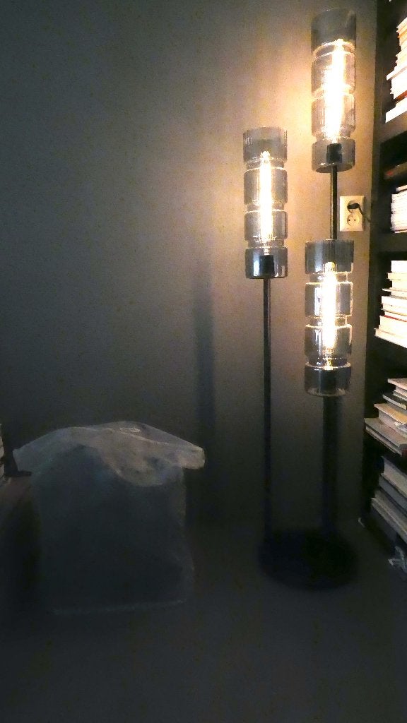 vloerlamp - Vali 3 lichts getrapt cylinder glas, Ophalen, Zo goed als nieuw, Glas, 150 tot 200 cm