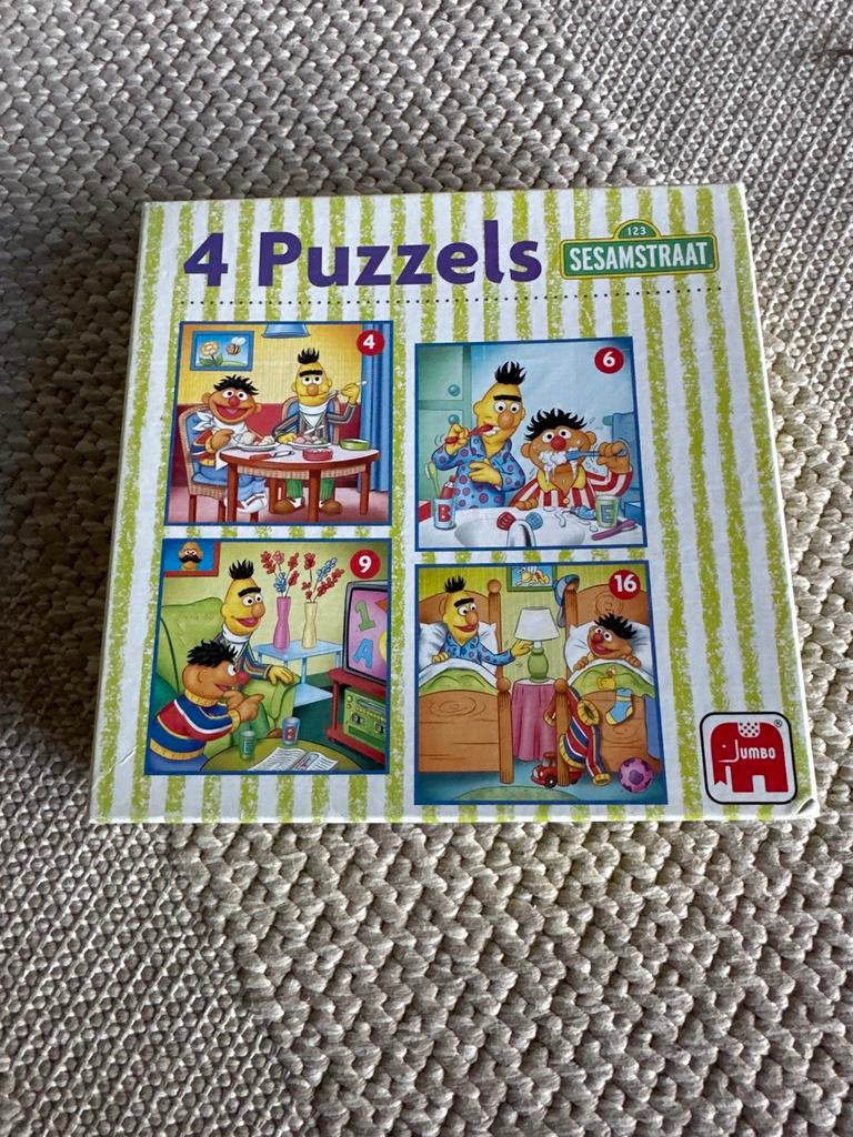 4 Puzzels Sesamstraat Jumbo, Ophalen of Verzenden, 10 tot 50 stukjes, Gebruikt, 2 tot 4 jaar