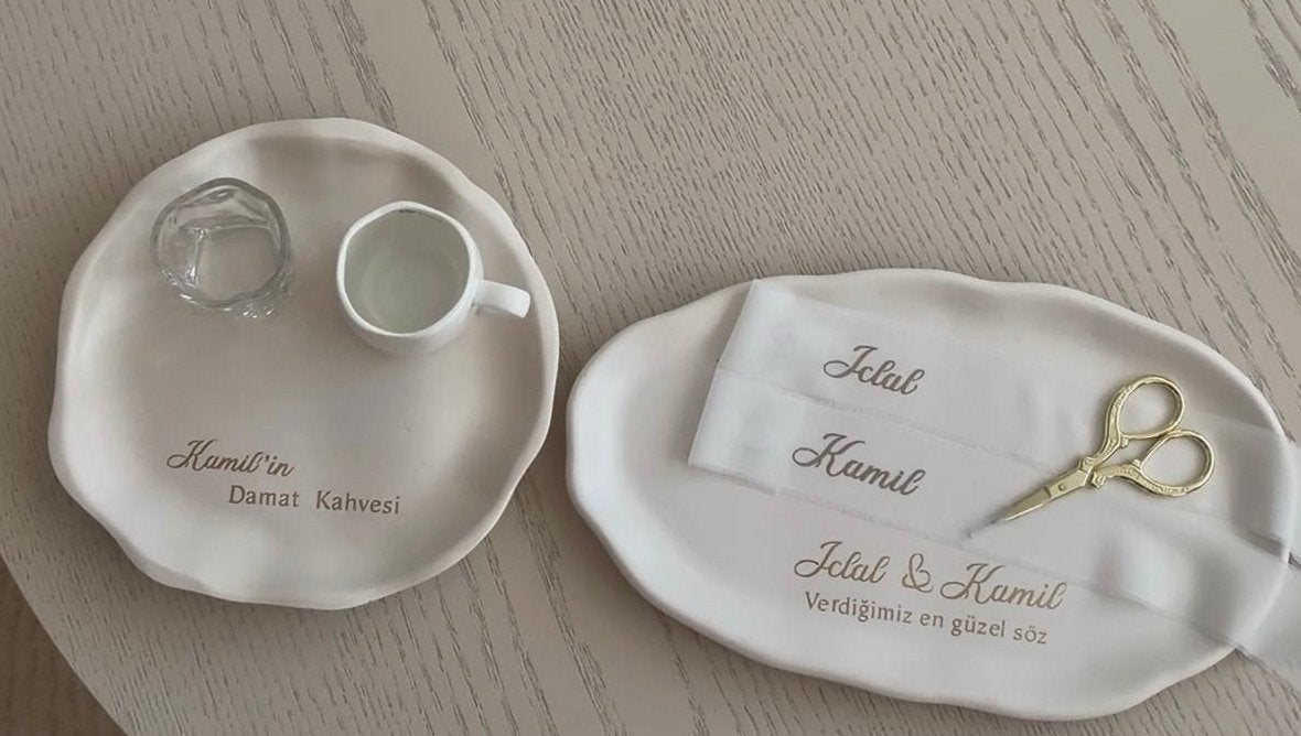 Nisan tepsi, nisan, verloving, kahve tepsi, ring plateu, Huis en Inrichting, Ophalen, Minder dan 50 cm, Zo goed als nieuw, Minder dan 100 cm