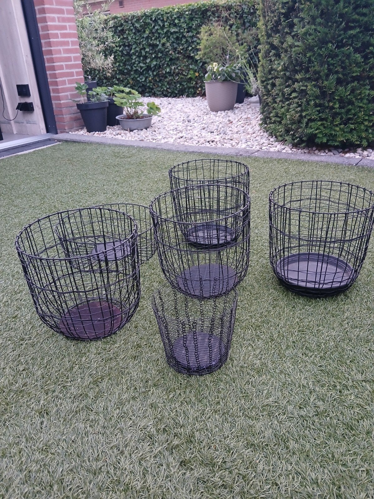 Set van 6 metalen plantenbakken/manden, Tuin en Terras, Ophalen