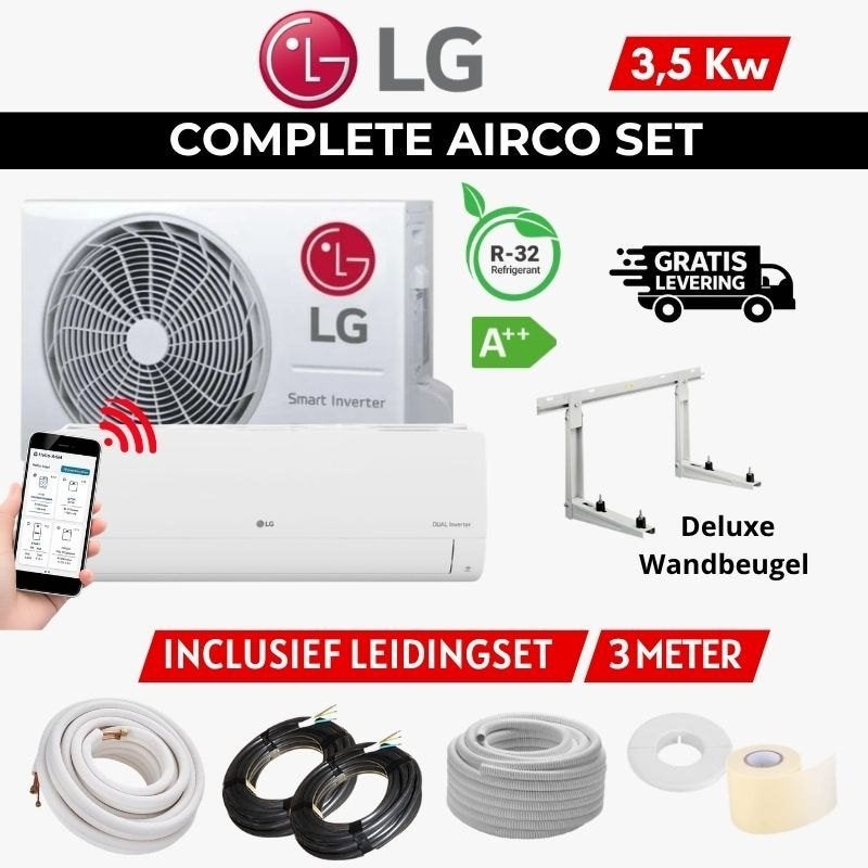 LG AIRCO DEALS- COMPLETE ZELFBOUWSET, Witgoed en Apparatuur, Airco's, Nieuw, Wandairco, 100 m³ of groter, 3 snelheden of meer