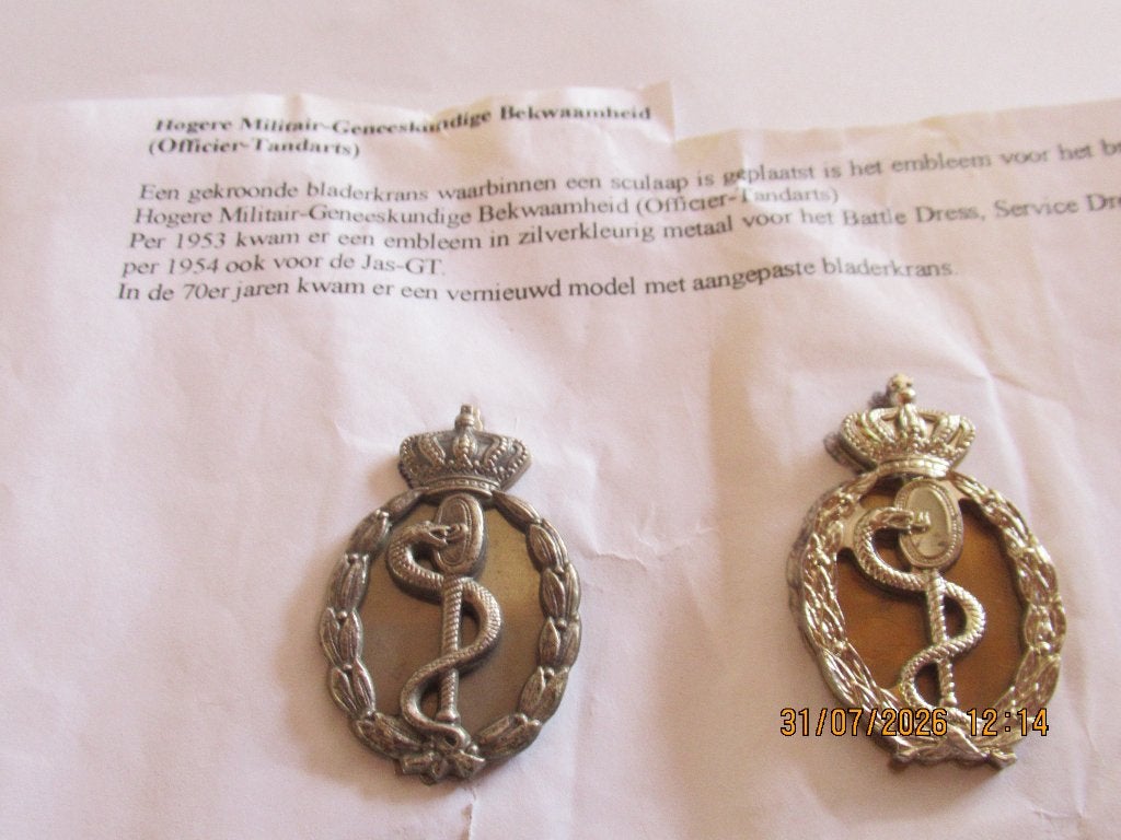 Hogere Militaire Geneeskundige Bekwaamheid, Verzamelen, Militaria | Algemeen, Verzenden, Landmacht, Nederland, Embleem of Badge