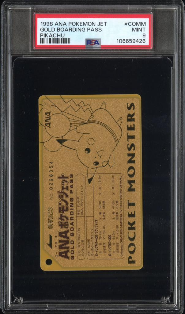 Pokémon Ana Jet Gold Boarding Pass Pikachu PSA 9, Verzenden, Zo goed als nieuw