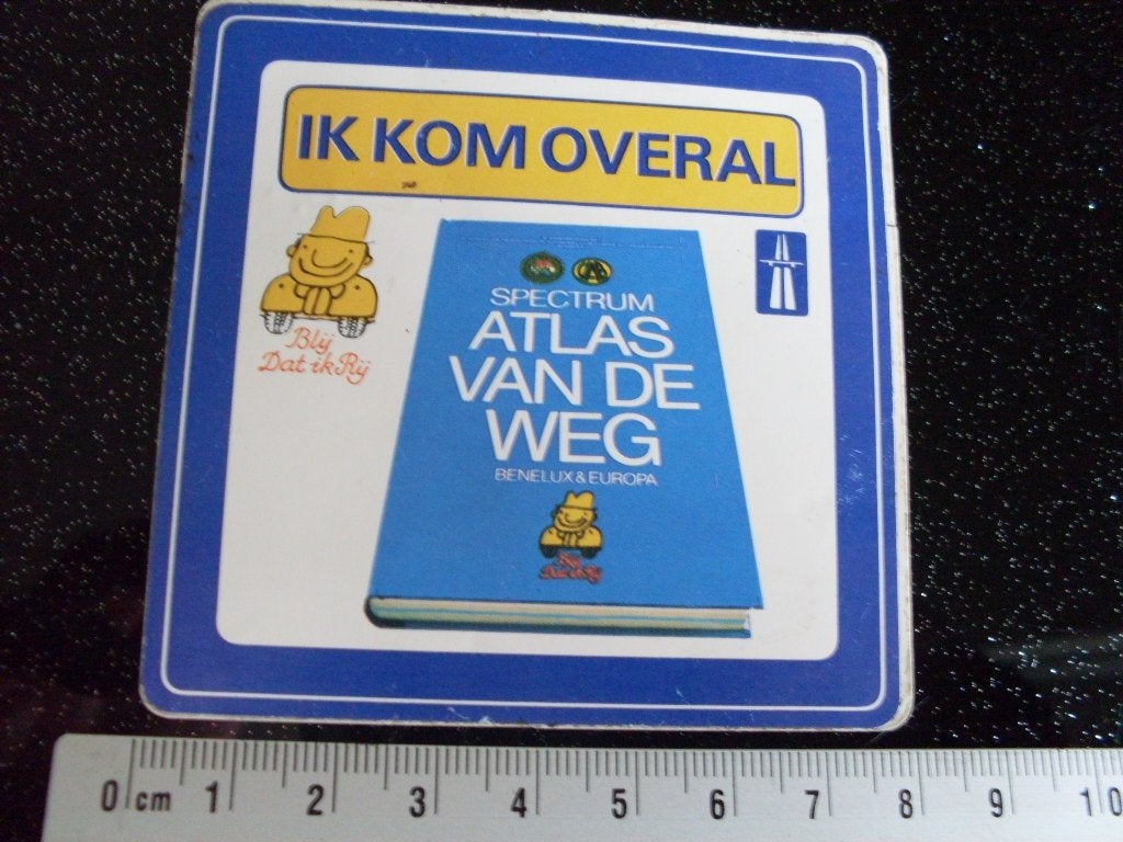sticker spectrum atlas van de weg ik kom overal blij dat rij, Verzamelen, Verzenden, Zo goed als nieuw, Merk