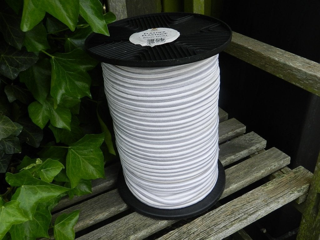 ELASTIEK 8mm haspels a 100mtr/WIT, Ophalen, Nieuw