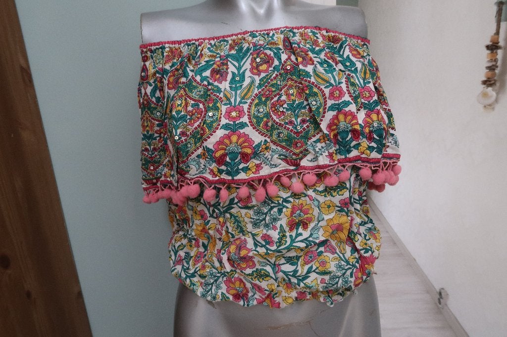 Miss June prachtige nwe Bohemian top S/M zie afmetingen, Overige kleuren, Miss June, Nieuw, Ophalen of Verzenden