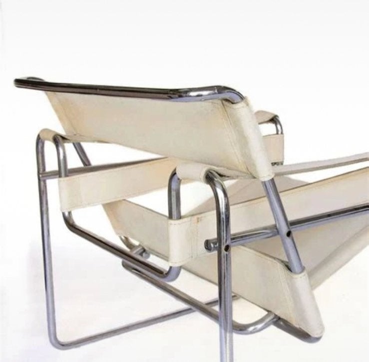 2x Knoll - Wassily chair - Marcel Breuer wit canvas, Huis en Inrichting, Stoelen, Ophalen, Twee, Wit, Stof