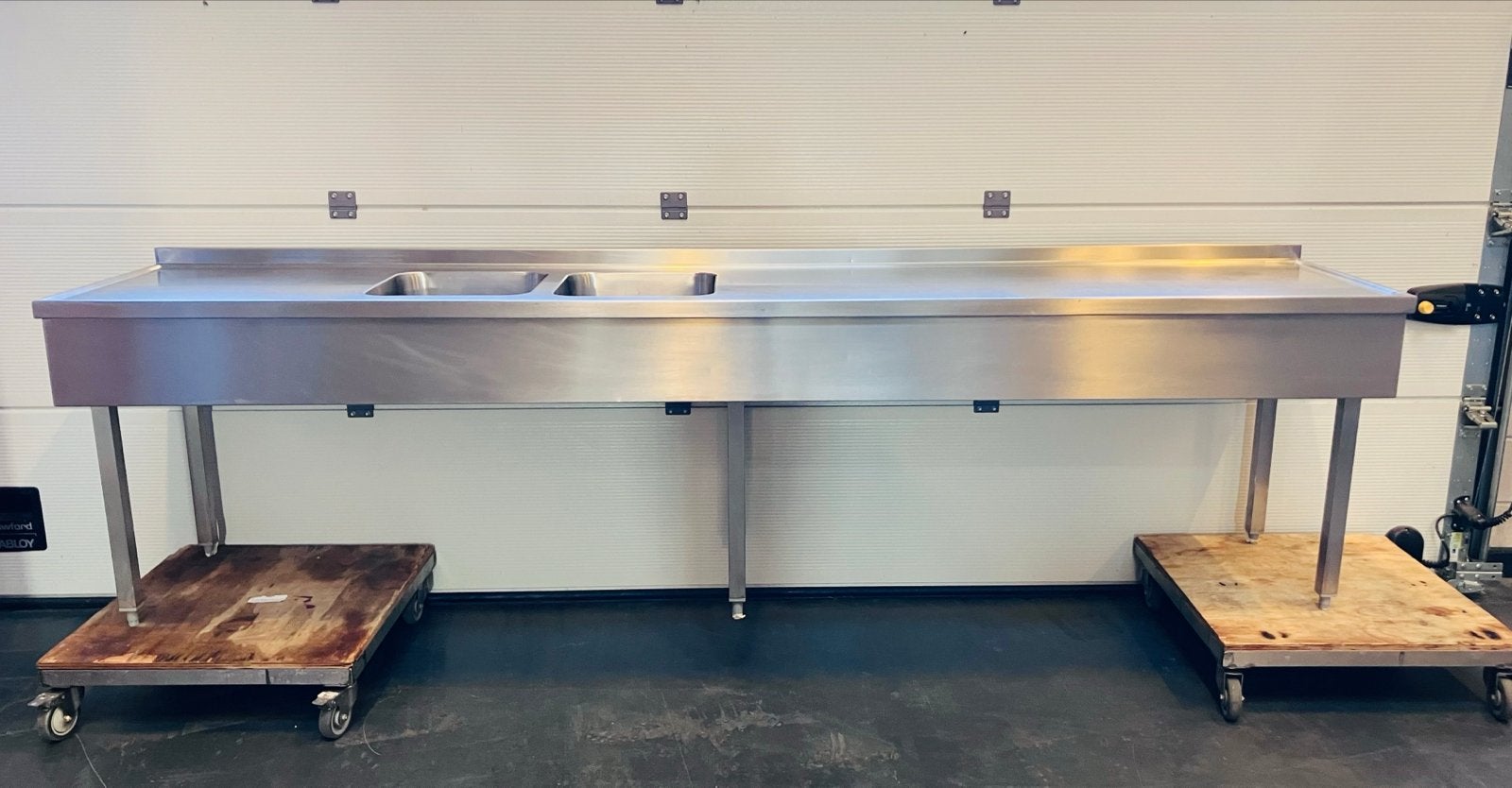 RVS Werktafel met Dubbele Spoelbak - 300x60x80 cm, Ophalen, Gebruikt, RVS Meubilair