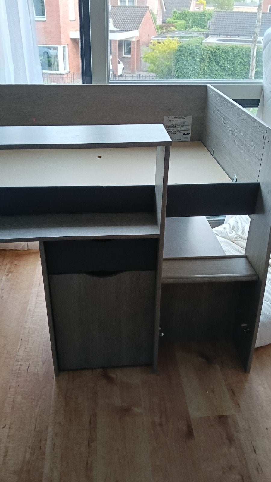 Halfhoogslaper met bureau en opbergruimte, Ophalen, Gebruikt, 90 cm, Eenpersoons