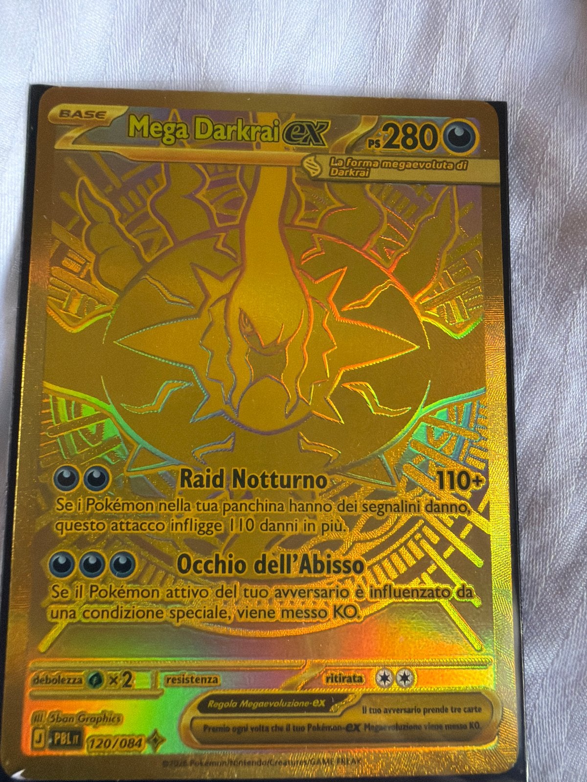 Mega Darkrai EX Pokémon Kaart -Gold Foil, Ophalen of Verzenden, Nieuw, Losse kaart, Foil