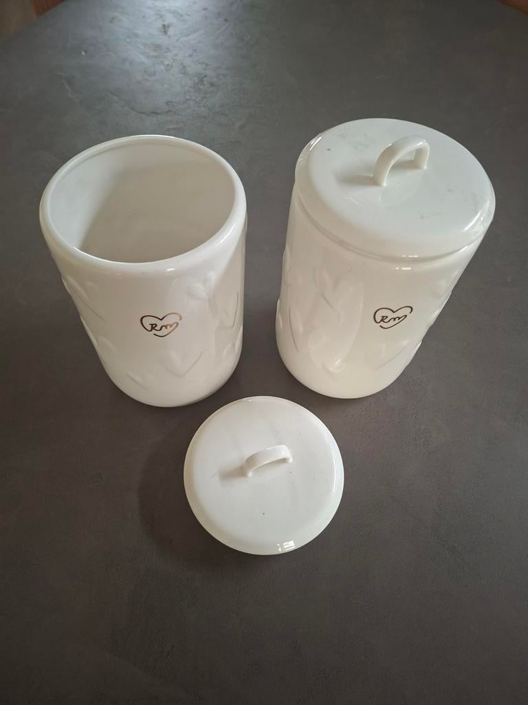 Set van 2 Rivièra Maison Food Lovers voorraadpotten wit, Ophalen of Verzenden, Zo goed als nieuw, Wit, Riviera Maison
