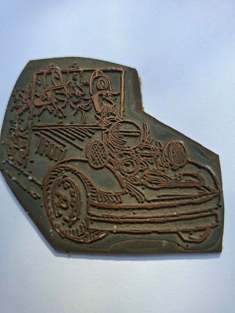 Vintage Letterpress Stempel Klassieke Auto Jaren '40-'60, Ophalen of Verzenden