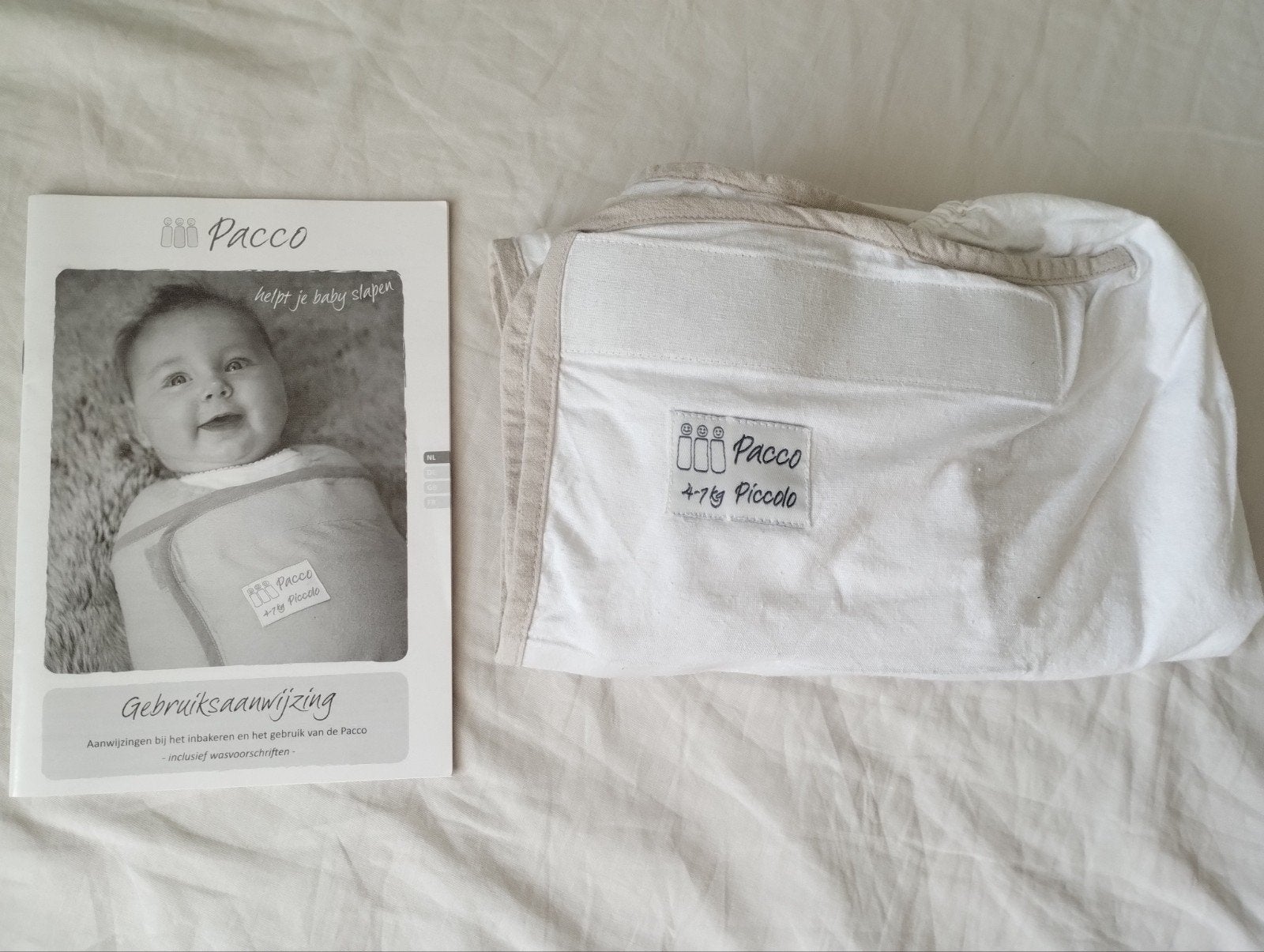 Pacco Piccolo inbakerdoek 4-7 kg - Zo goed als nieuw, Bakerzak of Bakerdoek, Zo goed als nieuw, Ademend, Wit