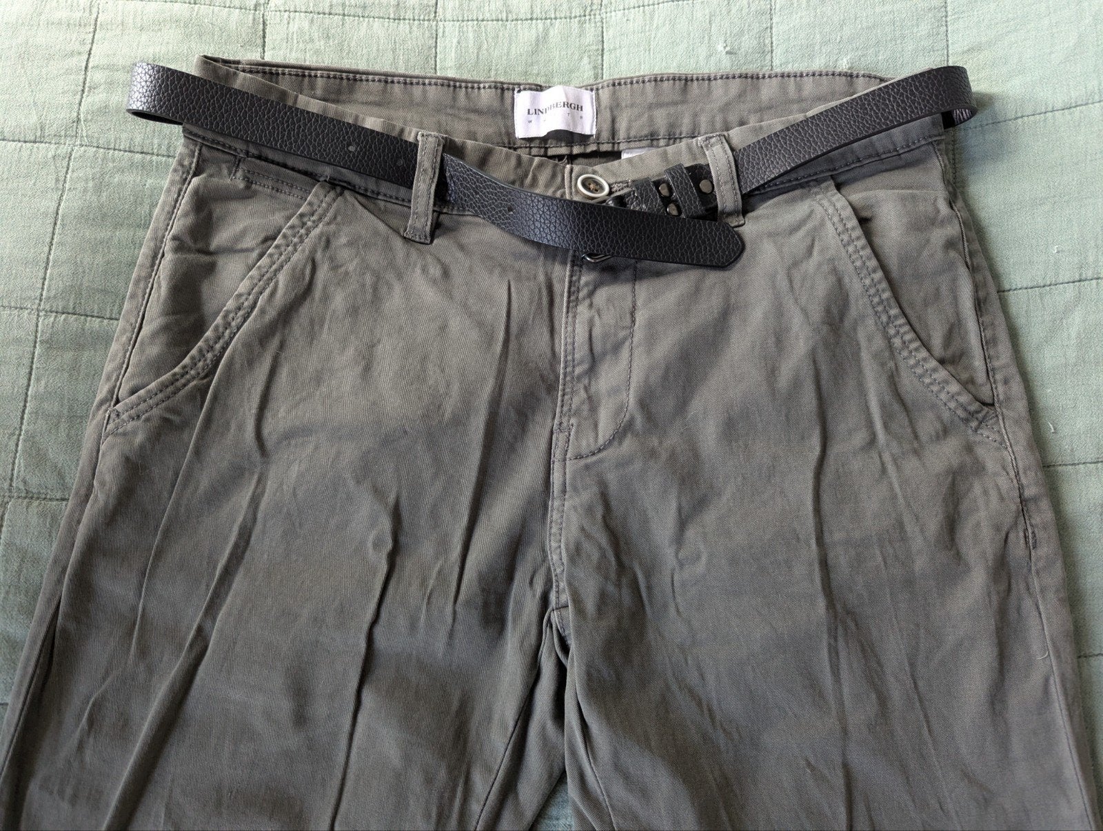 Lindbergh White Stretch Chino Broek Maat 31/32, Overige maten, Gedragen, Groen, Verzenden